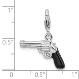 925 Sterling Silver 3-D Enameled Pistol with Lobster Clasp Charm
