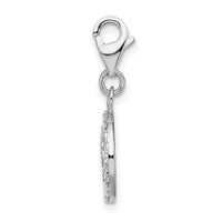 Sterling Silver Small CZ Peace Sign W/Lobster Claw Clasp Clasp Charm Charms