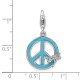Sterling Silver Enamel Peace Sign With Dragonfly W/Lobster Claw Clasp Clasp Charm Charms