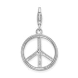 Amore La Vita Sterling Silver Large Polished Peace Sign with Lobster Clasp Charm