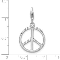Amore La Vita Sterling Silver Large Polished Peace Sign with Lobster Clasp Charm
