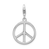 Amore La Vita Sterling Silver Large Polished Peace Sign with Lobster Clasp Charm