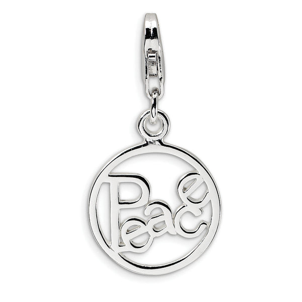Sterling Silver Polished Peace In Circle W/Lobster Claw Clasp Clasp Charm Charms