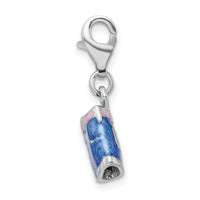 Sterling Silver 3-D Enameled Blue Jean Shorts W/Lobster Claw Clasp Clasp Charm Charms