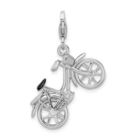 Goldia Sterling Silver 3-d Enameled Bicycle W/Lobster Claw Clasp Charm