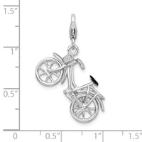 Goldia Sterling Silver 3-d Enameled Bicycle W/Lobster Claw Clasp Charm
