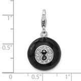 Sterling Silver 3-D Swarovski Element Magic 8 Ball with Lobster Clasp Charm
