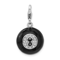 Sterling Silver 3-D Swarovski Element Magic 8 Ball with Lobster Clasp Charm
