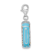 Sterling Silver 3-D Enameled Hippie Bus W/Lobster Claw Clasp Clasp Charm Charms