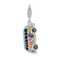 Sterling Silver 3-D Enameled Hippie Bus W/Lobster Claw Clasp Clasp Charm Charms