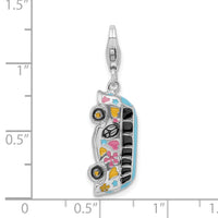 Sterling Silver 3-D Enameled Hippie Bus W/Lobster Claw Clasp Clasp Charm Charms