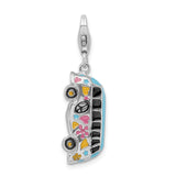 Sterling Silver 3-D Enameled Hippie Bus W/Lobster Claw Clasp Clasp Charm Charms