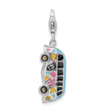 Sterling Silver 3-D Enameled Hippie Bus W/Lobster Claw Clasp Clasp Charm Charms