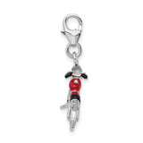 Goldia Sterling Silver 3-d Enameled Motorcycle W/Lobster Claw Clasp Charm