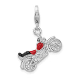 Goldia Sterling Silver 3-d Enameled Motorcycle W/Lobster Claw Clasp Charm