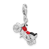 Goldia Sterling Silver 3-d Enameled Motorcycle W/Lobster Claw Clasp Charm