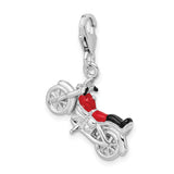 Goldia Sterling Silver 3-d Enameled Motorcycle W/Lobster Claw Clasp Charm