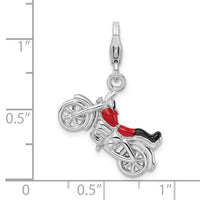 Goldia Sterling Silver 3-d Enameled Motorcycle W/Lobster Claw Clasp Charm