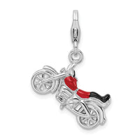 Goldia Sterling Silver 3-d Enameled Motorcycle W/Lobster Claw Clasp Charm