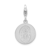 Amore LaVita Sterling Silver Miraculous Medal with Lobster Clasp Charm