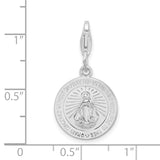 Amore LaVita Sterling Silver Miraculous Medal with Lobster Clasp Charm