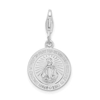 Amore LaVita Sterling Silver Miraculous Medal with Lobster Clasp Charm