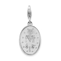 Sterling Silver Miraculous Medal W/Lobster Claw Clasp Clasp Charm Charms