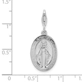 Sterling Silver Miraculous Medal W/Lobster Claw Clasp Clasp Charm Charms
