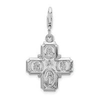 Sterling Silver 4-way Medal W/Lobster Claw Clasp Clasp Charm Charms