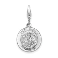 Sterling Silver Saint Michael Medal w/Lobster Clasp Charm