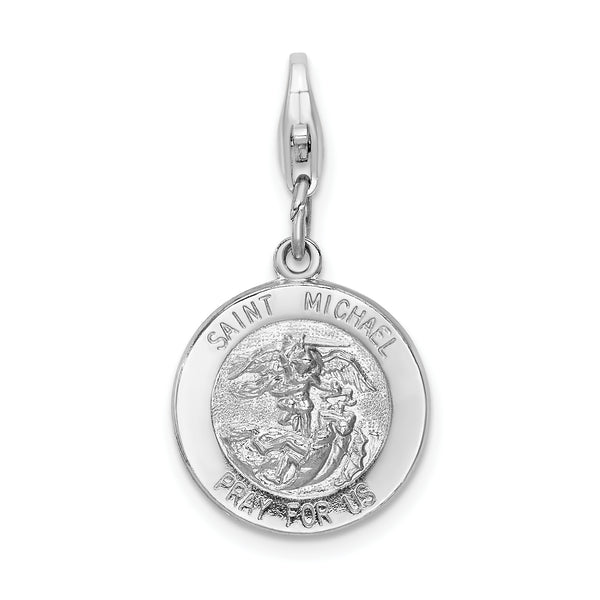 Sterling Silver Saint Michael Medal w/Lobster Clasp Charm