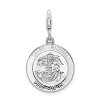 Sterling Silver Saint Michael Medal W/Lobster Claw Clasp Clasp Charm Charms