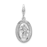 Sterling Silver St. Christopher Medal W/Lobster Claw Clasp Clasp Charm Charms