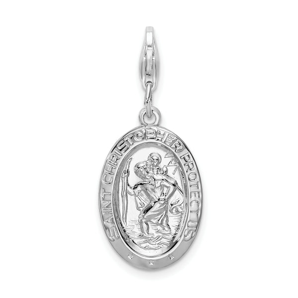 Sterling Silver St. Christopher Medal W/Lobster Claw Clasp Clasp Charm Charms
