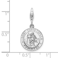 SS RH St. Christopher Medal w/Lobster Clasp Charm Fine Jewelry Gift For Her For Women