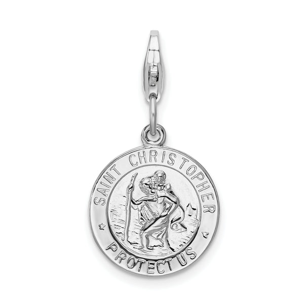 SS RH St. Christopher Medal w/Lobster Clasp Charm Fine Jewelry Gift For Her For Women