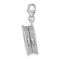 Sterling Silver 3-D Enameled Bible W/Lobster Claw Clasp Clasp Charm Charms