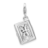 Sterling Silver 3-D Enameled Bible W/Lobster Claw Clasp Clasp Charm Charms