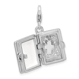 Sterling Silver 3-D Enameled Bible W/Lobster Claw Clasp Clasp Charm Charms