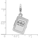 Sterling Silver 3-D Enameled Bible W/Lobster Claw Clasp Clasp Charm Charms