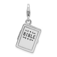 Sterling Silver 3-D Enameled Bible W/Lobster Claw Clasp Clasp Charm Charms