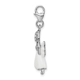 Enamel Swarovski Element Angel Charm in Sterling Silver