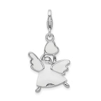 Enamel Swarovski Element Angel Charm in Sterling Silver