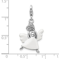 Enamel Swarovski Element Angel Charm in Sterling Silver