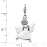 Enamel Swarovski Element Angel Charm in Sterling Silver