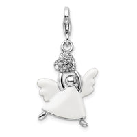 Enamel Swarovski Element Angel Charm in Sterling Silver