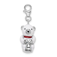 Amore LaVita Sterling Silver 3-D Enameled Polar Bear on Sled with Lobster Clasp Charm