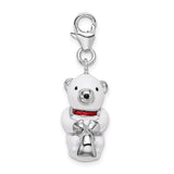 Amore LaVita Sterling Silver 3-D Enameled Polar Bear on Sled with Lobster Clasp Charm