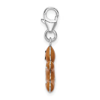 Sterling Silver 3-d Enameled Gingerbread Cookie W/lobster Clasp Charm