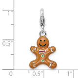 Sterling Silver 3-d Enameled Gingerbread Cookie W/lobster Clasp Charm